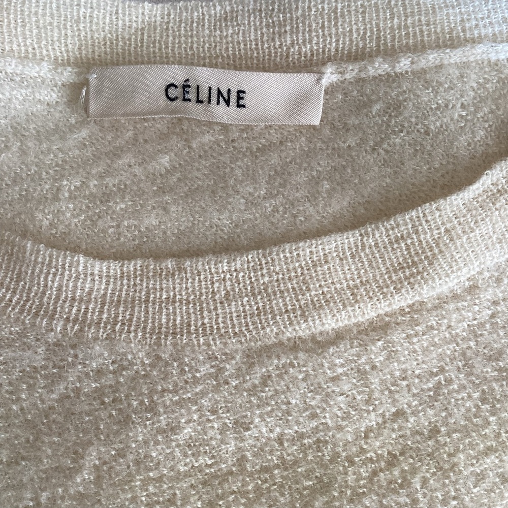 Celine Cream Wool Long Sleeves Crew Neckline SZ L - Picture 6 of 7